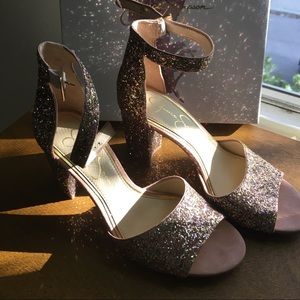 Jessica Simpson pink sparkly block heel